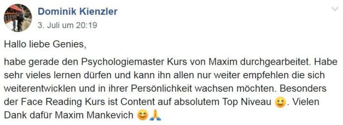 Berufung Master von Maxim Mankevich erfahrungen Testimonials Schülerberichte