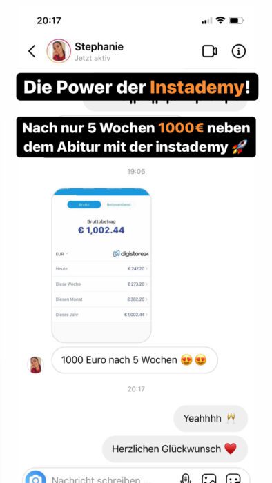 Instademy - Instagram Academy erfahrungen Testimonials Schülerberichte